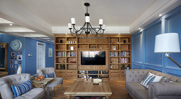 美式客厅蓝色墙面搭配方法 美式风格注意事项